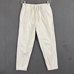 IJJI Men's Size Medium Ivory Drawstring Cotton Canvas Straight Leg Pants